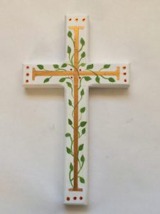 White Easter Cross,Vine and Branches